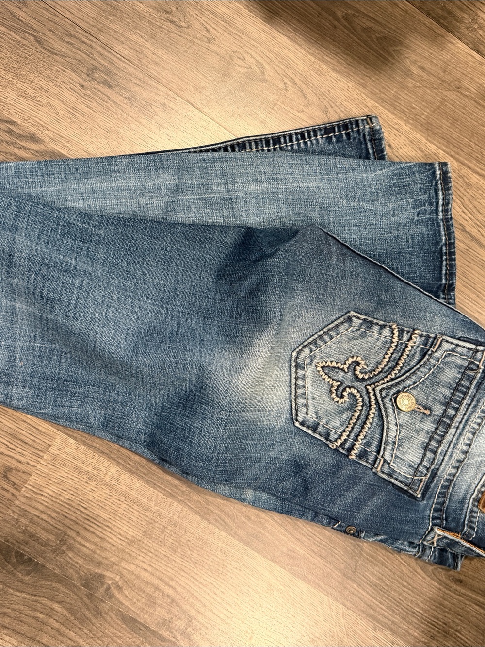 Rock Revival Women's Blue Bootcut Jeans with Embroidered Back Pocket